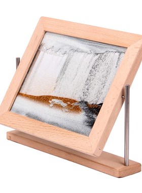 翻转式玻璃流沙画摆件解压榉木办公室客厅创意家居现在简约工艺品