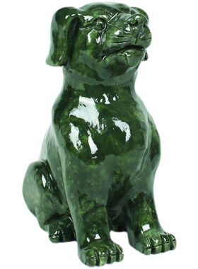 天然玉石狗摆件十二生肖狗招財鎮宅家居补西北角办公室工艺品摆设