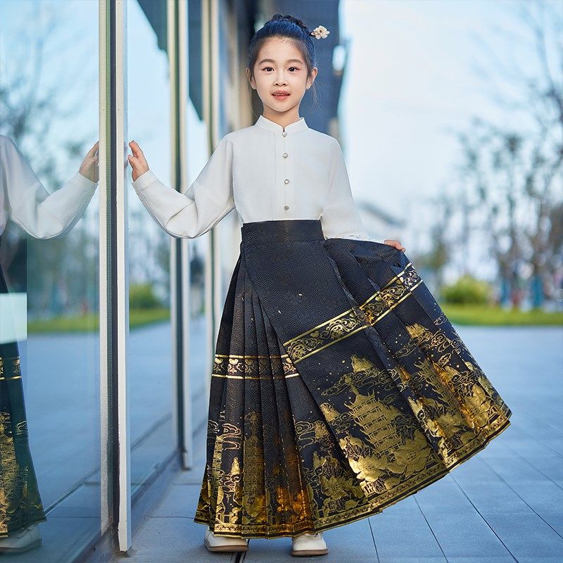 云华唐【烟雨楼台】儿童马面裙女春秋亲子母女套装新款中国风汉服