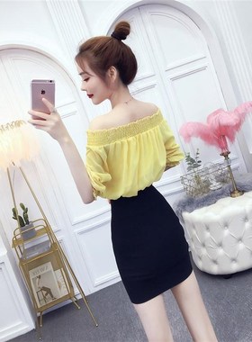 时尚靓妹2025年春秋新款休闲打底一字肩修身显瘦包臀性感连衣裙女