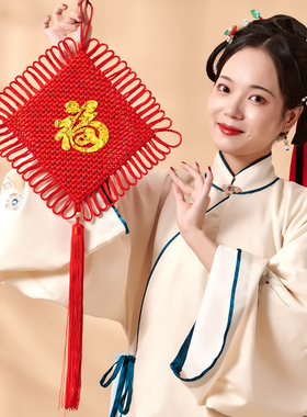 中国结小号金色贴福字挂件招财纳福春节日喜庆大红色门店商场装饰