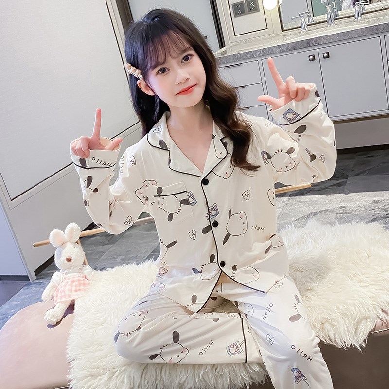 儿童睡衣女孩2024新款秋装女童纯棉长袖大童春秋季公主高端家居服