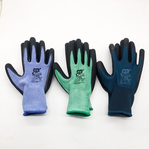 创信L858乳胶发泡劳保手套耐磨工作浸胶防滑工地干活橡胶带胶防护