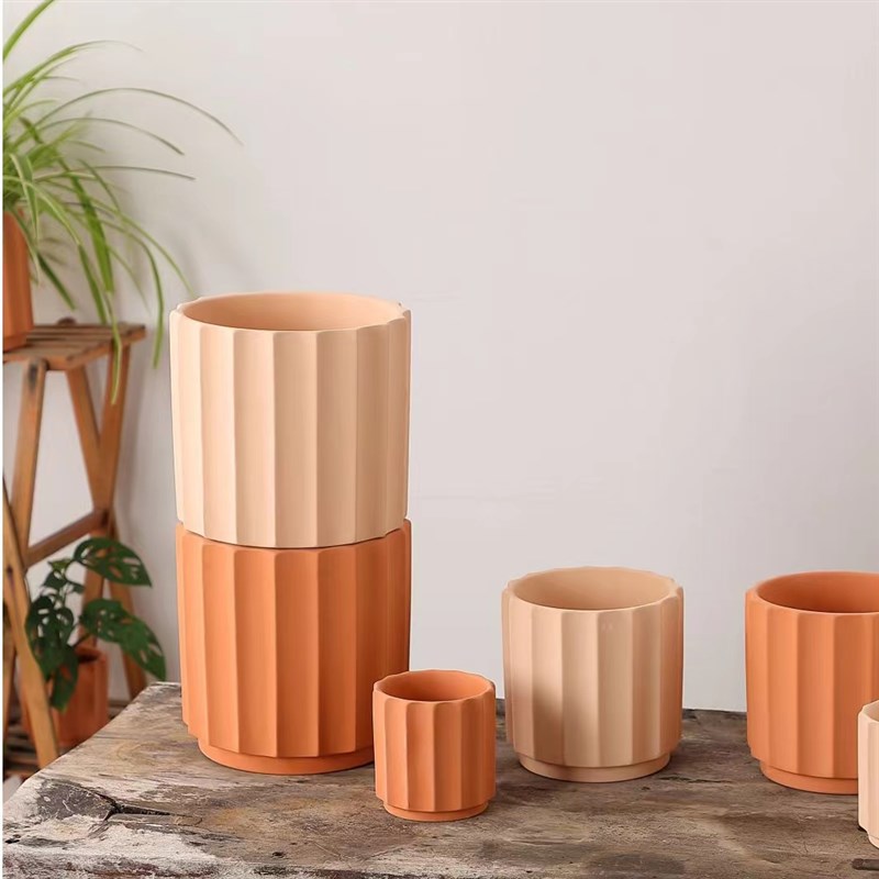 天然素烧红白陶土花盆超透气吸水细质陶瓷大口径落地种绿植多肉