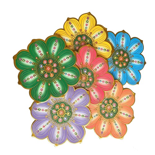 莲花金双面琉璃莲花金手工折纸九色九品莲花纸正面烫金反面彩印