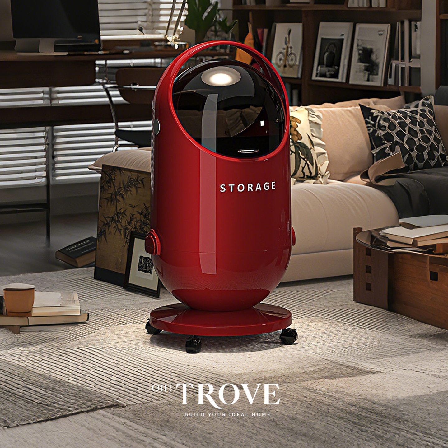 高颜值轻奢高档垃圾桶滑轮子带提手客厅家用翻盖大容量免弯腰纸篓