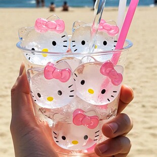 hellokitty猫制冰盒食品级家用自制冰块模具可爱硅胶按压冰格神器