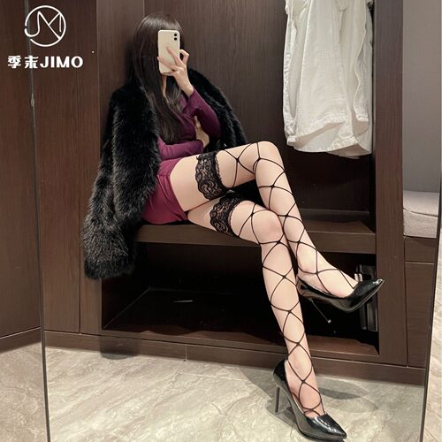 性感蕾丝渔网显腿长过膝袜