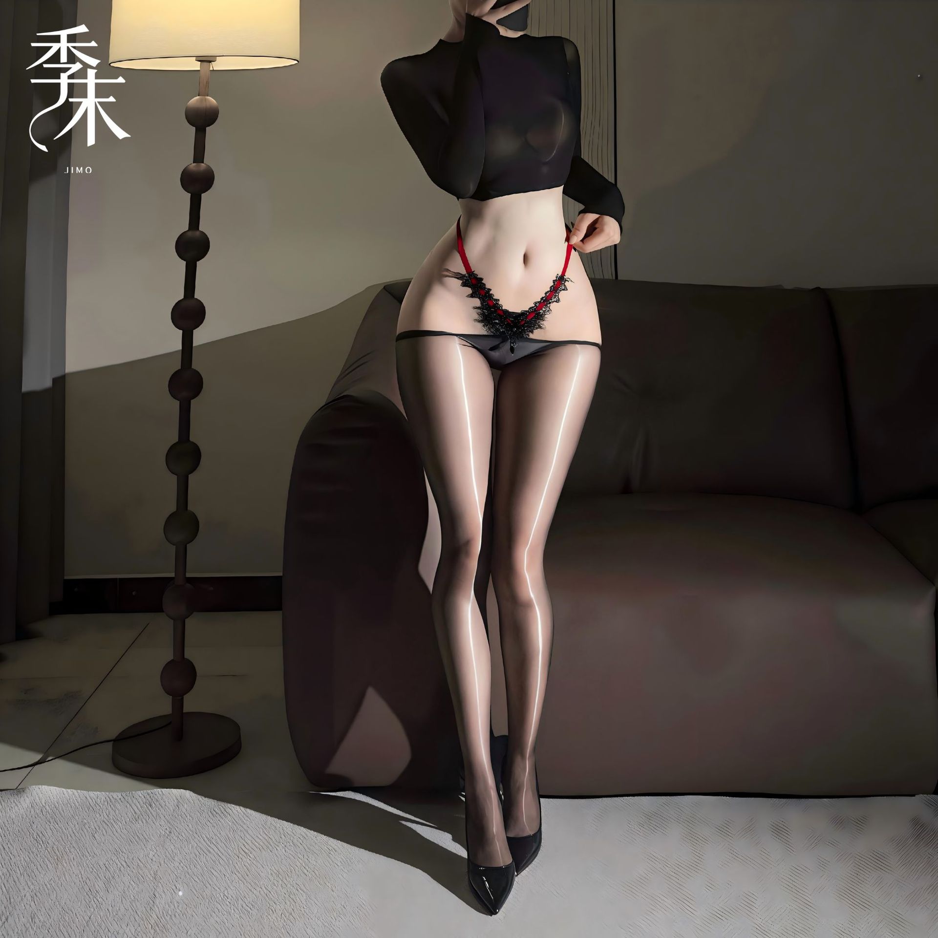 季末夜梦莲丝袜3D超薄窄腰系带隐形显瘦性感光泽油亮贴肤连裤袜女