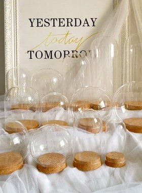 diy超轻粘土软陶羊毛毡手办防尘玻璃罩子木塞玻璃容器透明展示罩