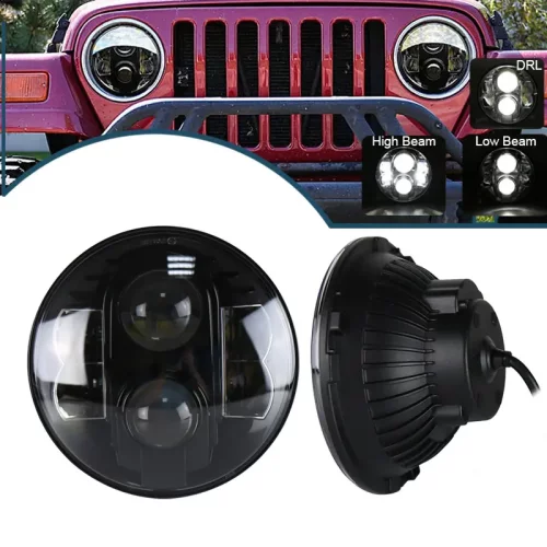 牧马人大灯适用吉普改装7寸JEEP
