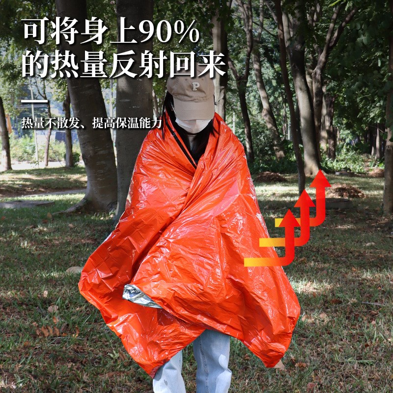 户外野营PE铝膜应急睡袋保温急救求生反光睡袋旅游防虫防脏防潮垫