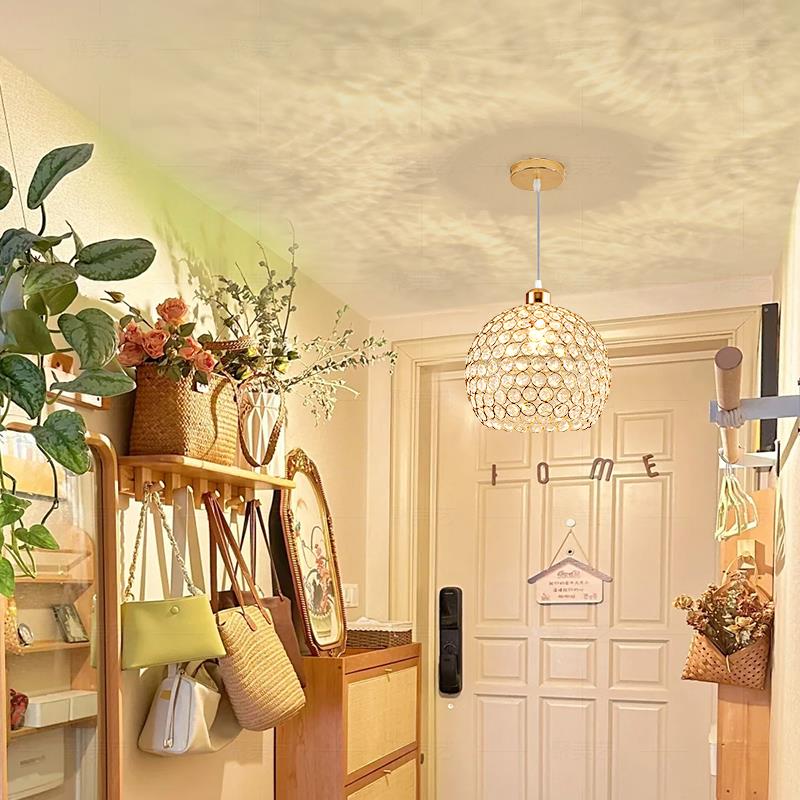 聚美艺入户走廊过道吊灯法式轻奢水晶灯网红复古吧台衣帽间玄