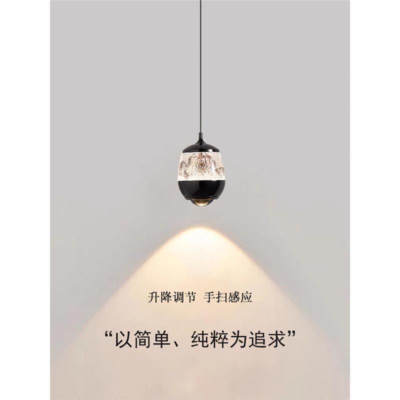 可升降悬浮床头小吊灯卧室背景墙吧台电视现代轻奢吊线灯手扫感应