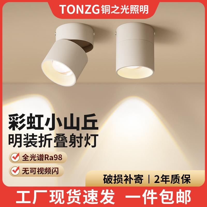 明装可调角度网红彩虹小山丘免开孔射灯客厅家用洗墙走廊过道筒灯