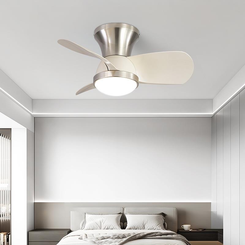 儿童房风扇灯静音电扇一体卧室灯现代北欧马卡龙色房间吸顶吊扇灯