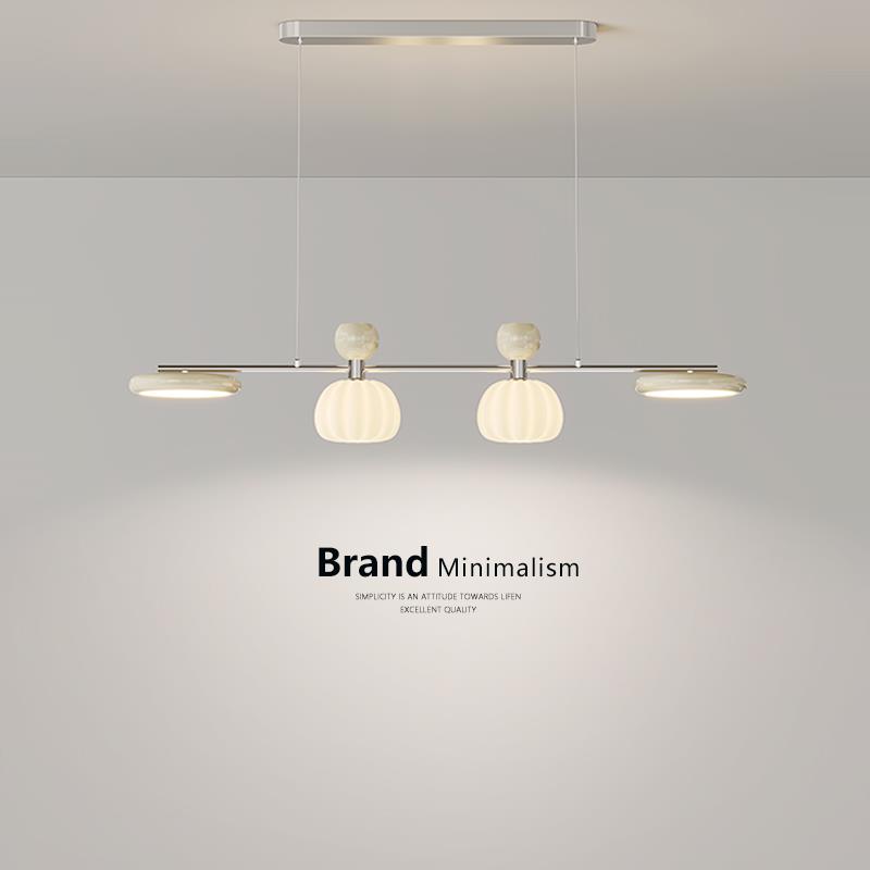 法式奶油风餐厅吊灯2024新款感一字长条设计师吧台南瓜吊灯