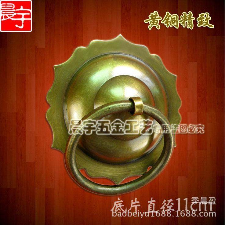 呈宇中式仿古门环铜拉手 纯铜兽头门环古典铜饰品大门拉环 铜环