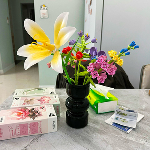 家居装饰品永生花束材料包玩具新款创意装饰积木花diy花瓶摆件