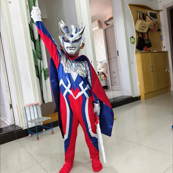 表演男女童连体衣演出服趣味个性儿童节赛罗迪迦发光奥特曼衣服