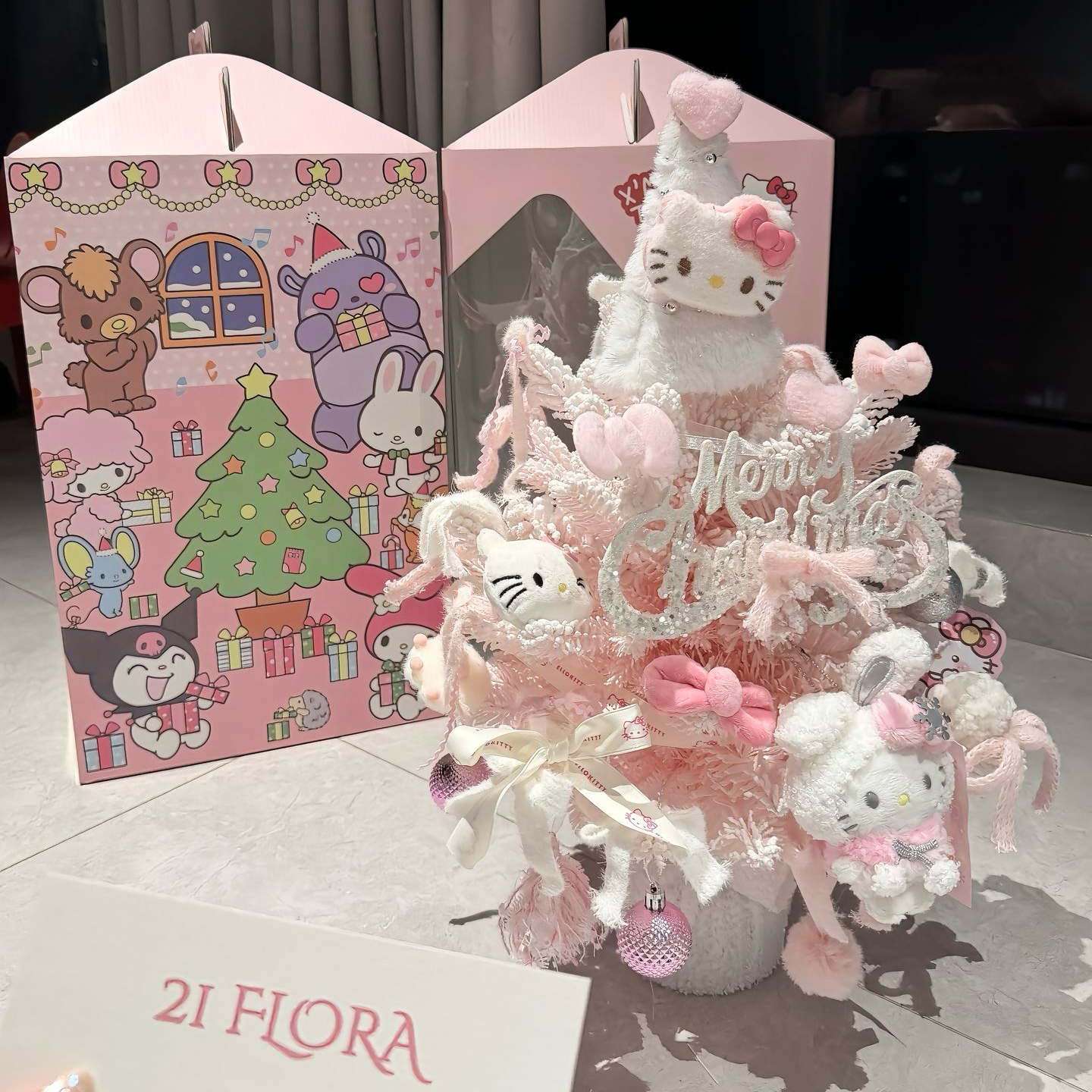 粉色氛围摆件2025新款圣诞树KT圣诞节装饰场景布置装扮摆件