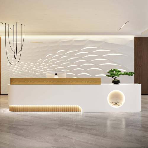 公木台司前台浴656美容院接待台吧简约现代复古原色收银台新中式