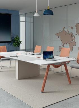 广东家具会议会桌简约现代会议长2桌橙色桌开办公会议桌JC桌椅组