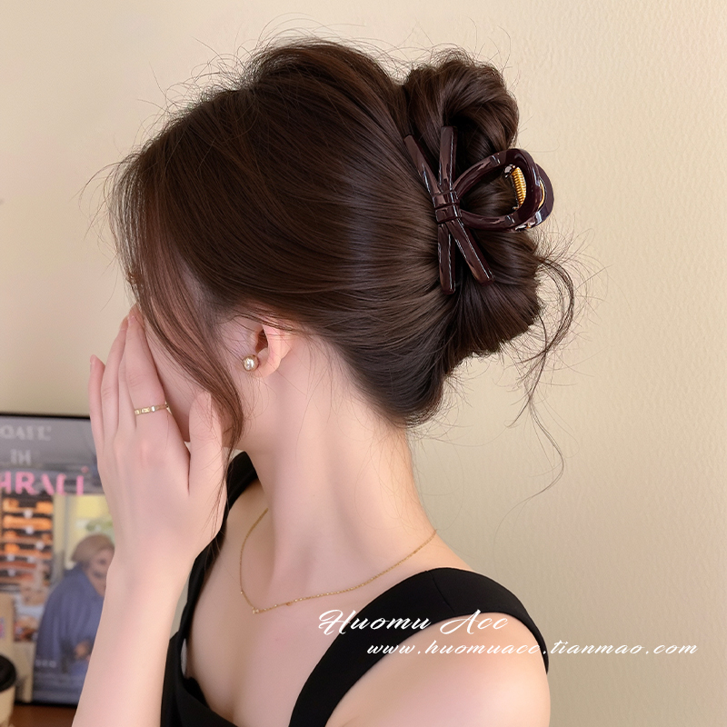 气质蝴蝶结抓夹女高级感