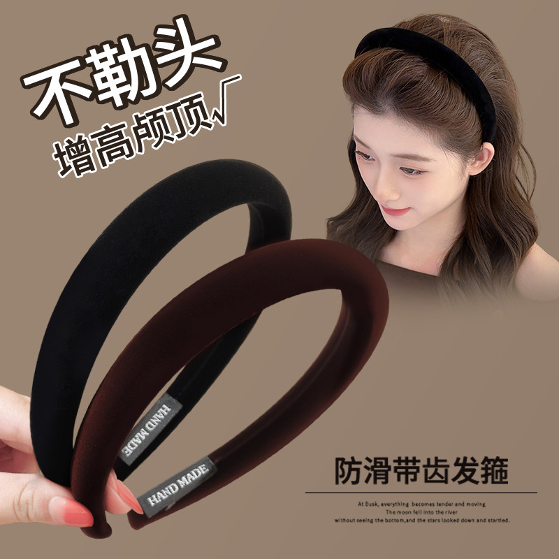 复古丝绒高颅顶发箍女2025新款高级感洋气时尚头箍显脸小发卡头饰