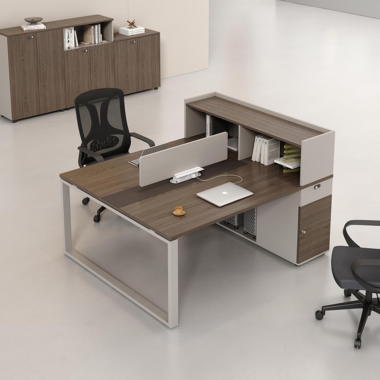 双人办公桌面对面职员桌椅组合简约现代员工桌财务桌带柜四人位桌