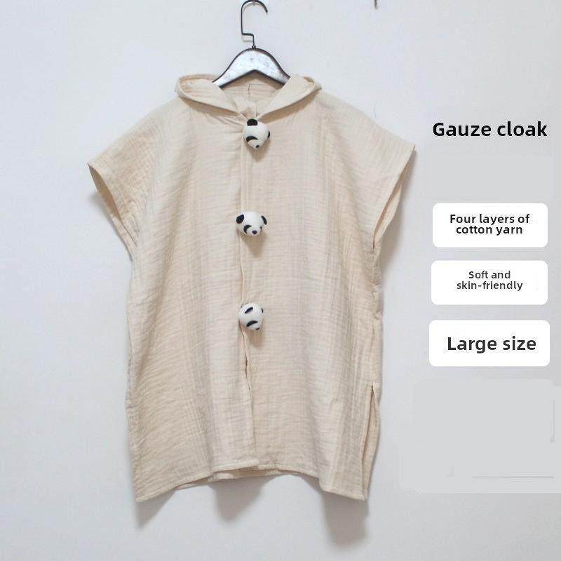 儿童浴巾披肩兜帽棉质a型纱布浴袍，男孩和女孩沐浴毛皮婴儿吸收