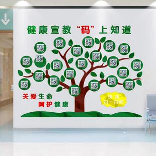 医院过道走廊健康宣教树二维码扫一扫文化墙科室护士前台照片墙贴