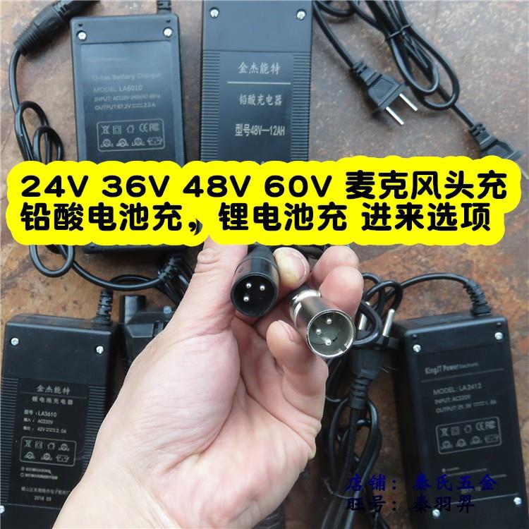 24V36V48V60V麦克风发夹农卡侬头锂电池充电器 代步自行车电动车