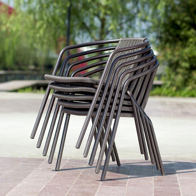 户外冬季休闲椅单人椅坐垫靠背椅塑料餐椅棋牌麻将椅藤椅家用餐椅