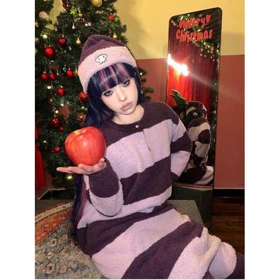 清仓不退换砂山S妹睡衣家居服半边绒睡衣套装