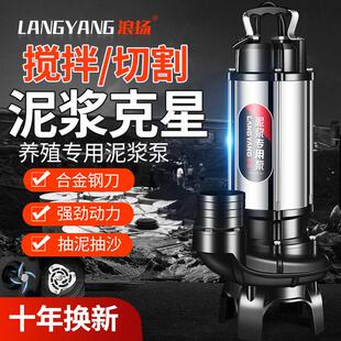 搅匀泥浆泵抽粪鱼塘养殖场家用220V切割污水泵化粪池泥浆沼气380V