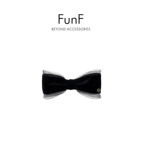 FunF/乐纷绮 杨c越明星同款气质感丝绒网纱蝴蝶结抓夹 叛逆艺术家