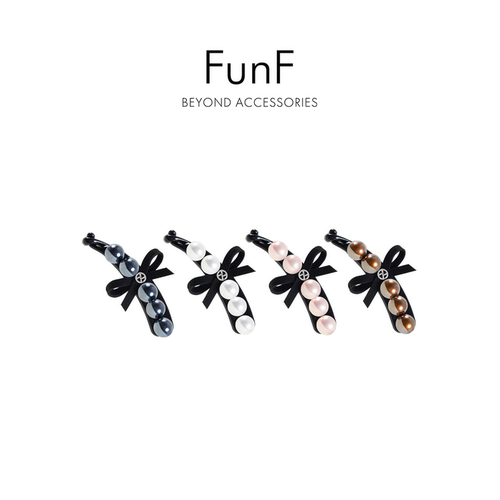 FunF/乐纷绮 轻奢简约一字夹发夹 法式珍珠马尾香蕉夹 珍珠小夜曲