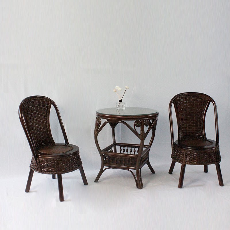 天然真藤编织阳台茶桌椅客厅桌椅组合套装户外休闲靠背椅家用藤椅