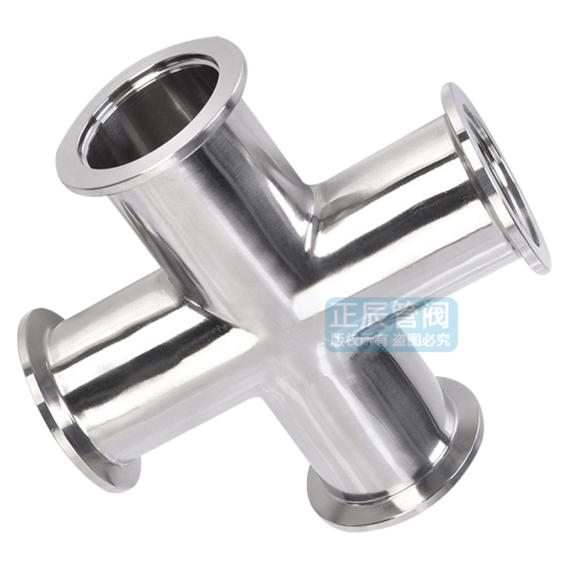 304不锈钢真空四通接头kf40快装16卡盘管件25异径50等径法兰焊接