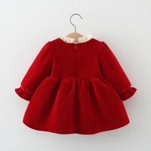 童装女童连衣裙冬季加绒儿童小女孩公主裙子0一1-3岁婴儿宝宝冬装