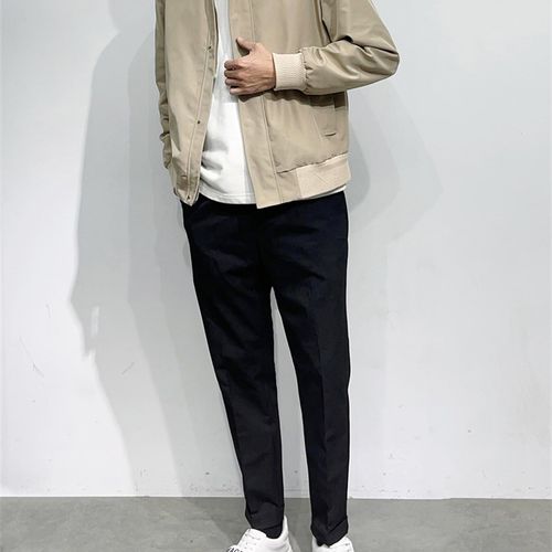 意式老钱风 抗皱记忆面料 男士合身翻领夹克衫 卡其色茄克衫外套