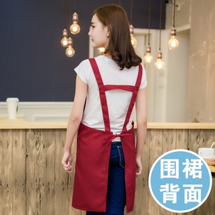 夏天薄款透气工作服鲜奶吧冷饮母婴店美妆店美容院家政围裙浅蓝色