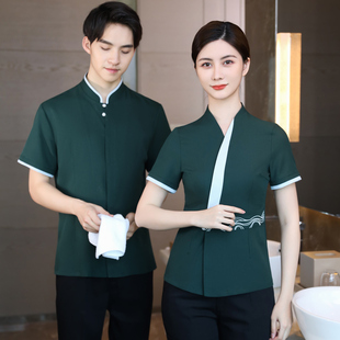 水会美容宾馆客房保洁员工作服短袖家政物业茶楼饭店清洁夏半商场