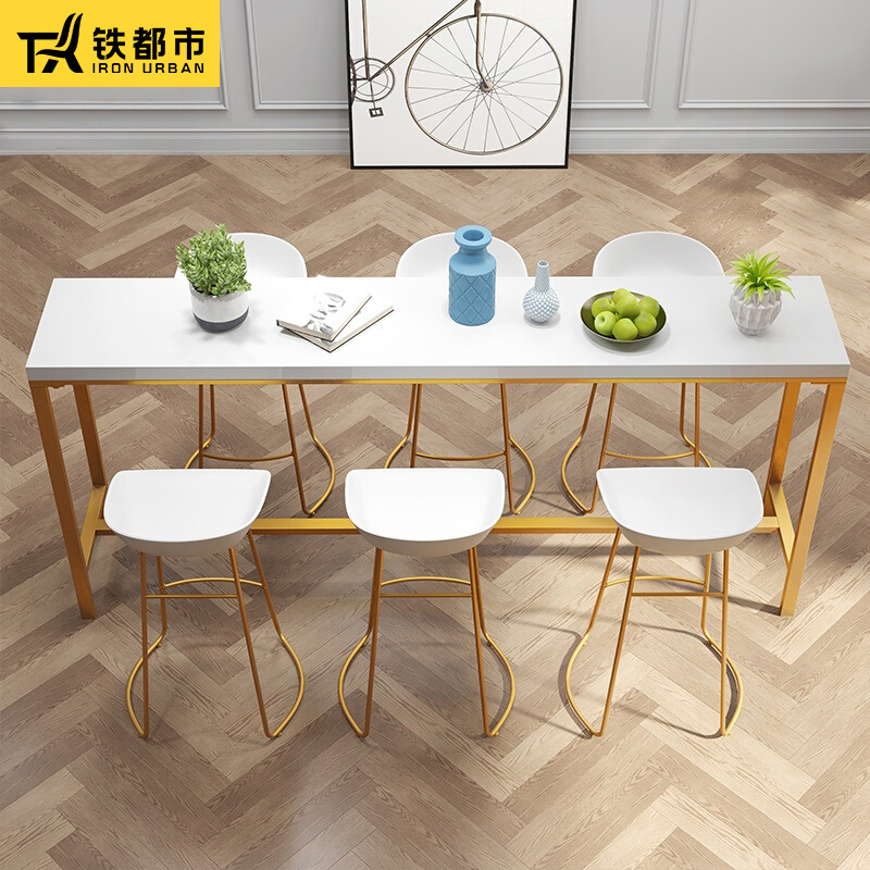 吧台桌实木组合原木实木酒吧台桌椅靠墙复古长条阳台高架休闲窄桌