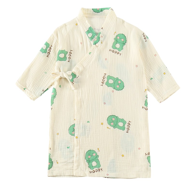 女童纱布睡衣夏季纯棉儿童卡通薄款长袖家居服睡袍宝宝连体浴巾夏