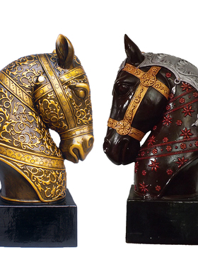 动物头像家居办公装饰品摆设商务年货礼品将军马头雕塑艺术摆件