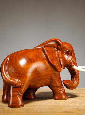 实木质雕刻一对大象摆件花梨木象家居客厅摆设电视柜装饰工艺礼品