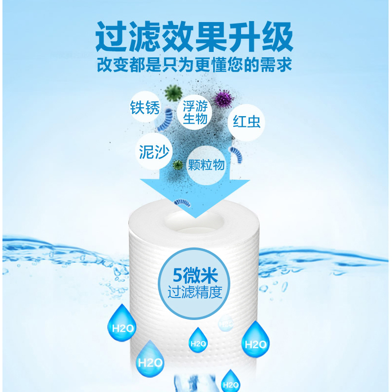 10寸pp棉滤芯前置过滤器家用自来水滤瓶伴侣净水器前三级PP活性炭