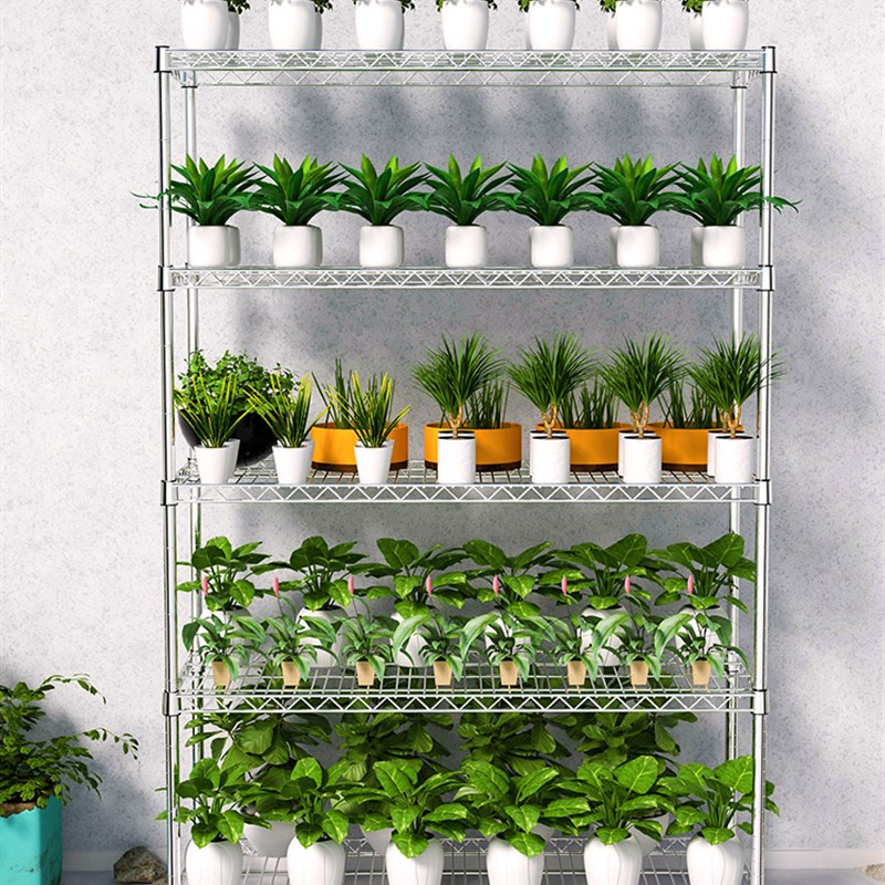 新款304不锈钢5层多肉花架阳台绿植盆栽置物架落地层架分层架子